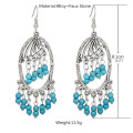 Borla de color turquesa retro aretes mujer Bohemia accesorios